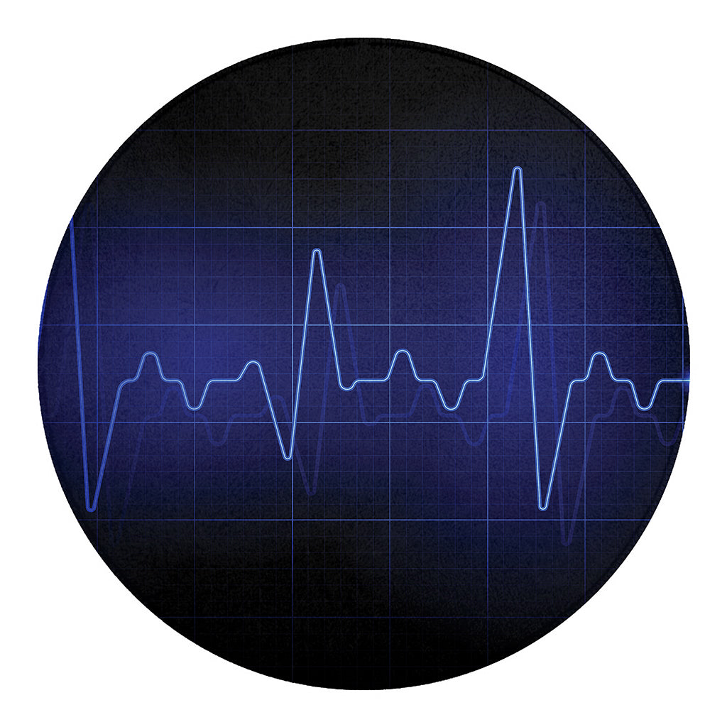 Blue Heartbeat Print Round Blanket