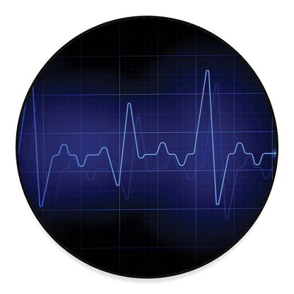 Blue Heartbeat Print Round Floor Mat