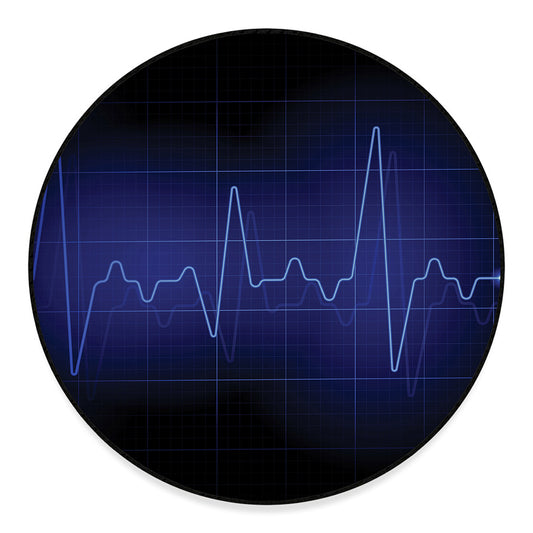 Blue Heartbeat Print Round Floor Mat