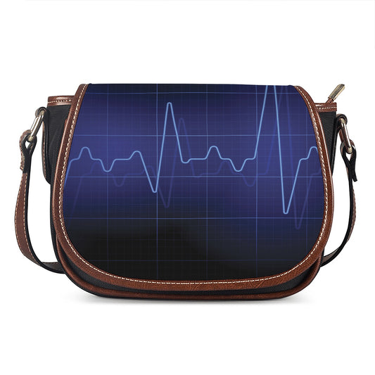 Blue Heartbeat Print Saddle Bag
