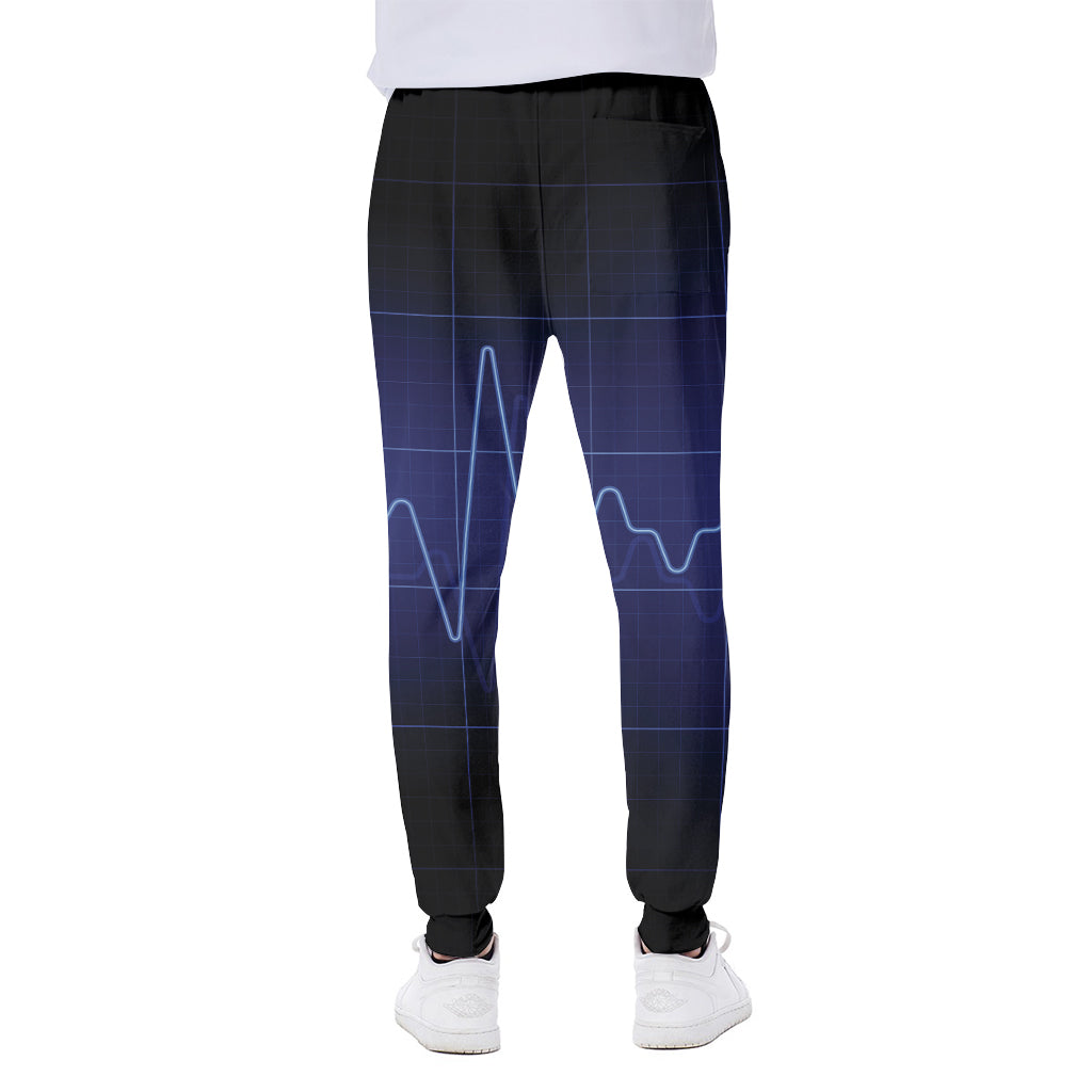 Blue Heartbeat Print Scuba Joggers