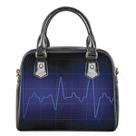 Blue Heartbeat Print Shoulder Handbag