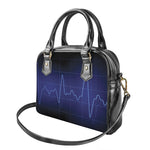 Blue Heartbeat Print Shoulder Handbag