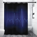 Blue Heartbeat Print Shower Curtain