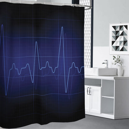 Blue Heartbeat Print Shower Curtain