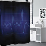 Blue Heartbeat Print Shower Curtain