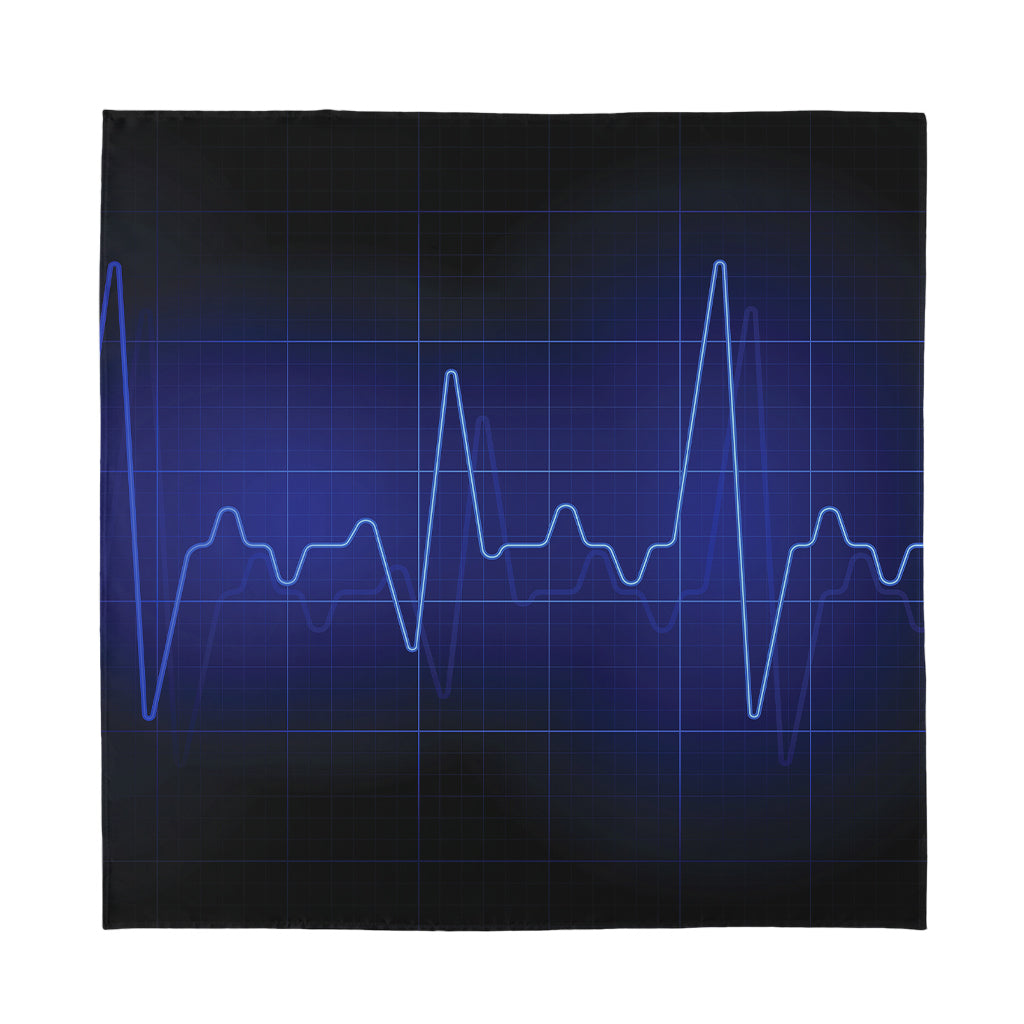 Blue Heartbeat Print Silk Bandana