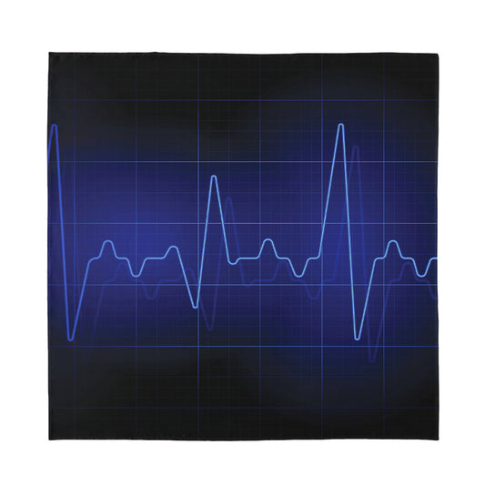 Blue Heartbeat Print Silk Bandana