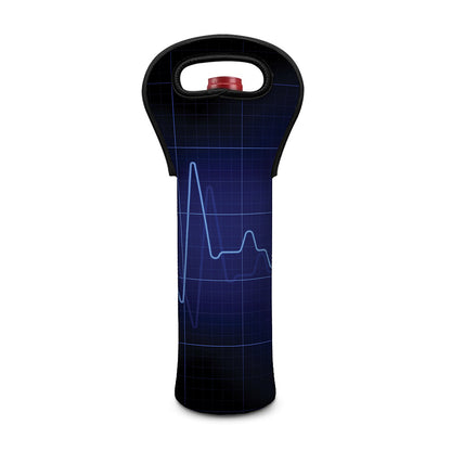 Blue Heartbeat Print Single Neoprene Wine Tote