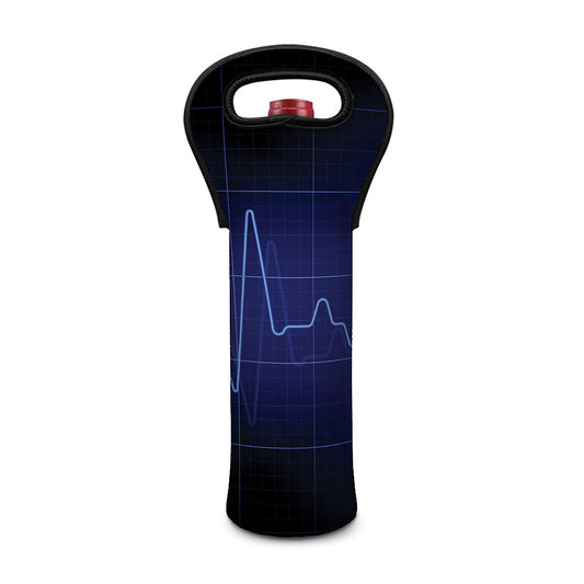 Blue Heartbeat Print Single Neoprene Wine Tote