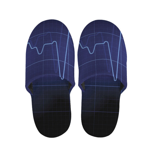 Blue Heartbeat Print Slippers