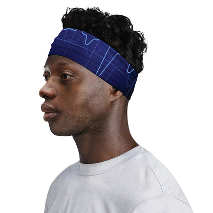 Blue Heartbeat Print Sports Headband