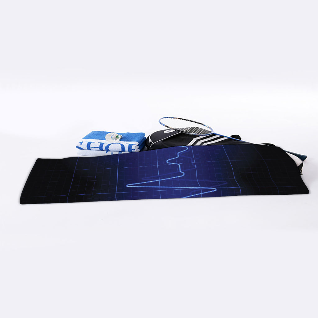 Blue Heartbeat Print Sports Towel