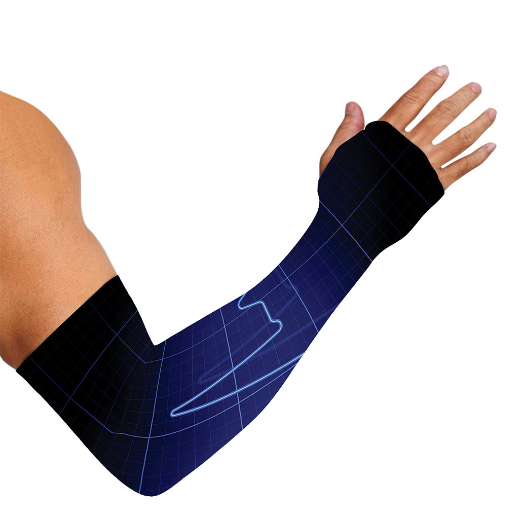 Blue Heartbeat Print Sun Protection Arm Sleeves