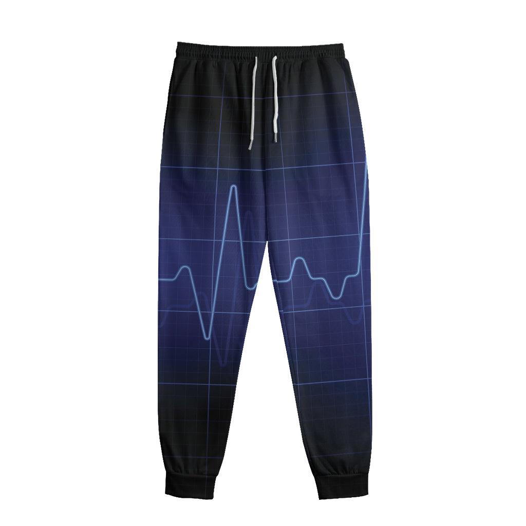 Blue Heartbeat Print Sweatpants