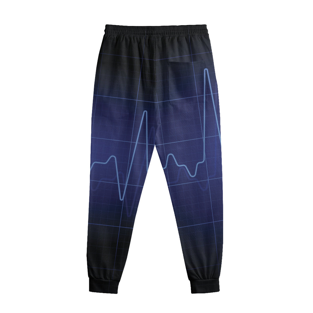 Blue Heartbeat Print Sweatpants