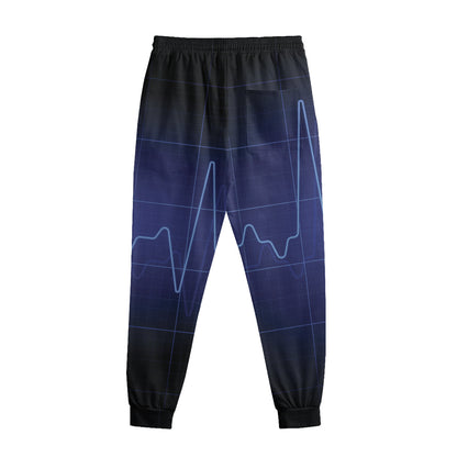 Blue Heartbeat Print Sweatpants