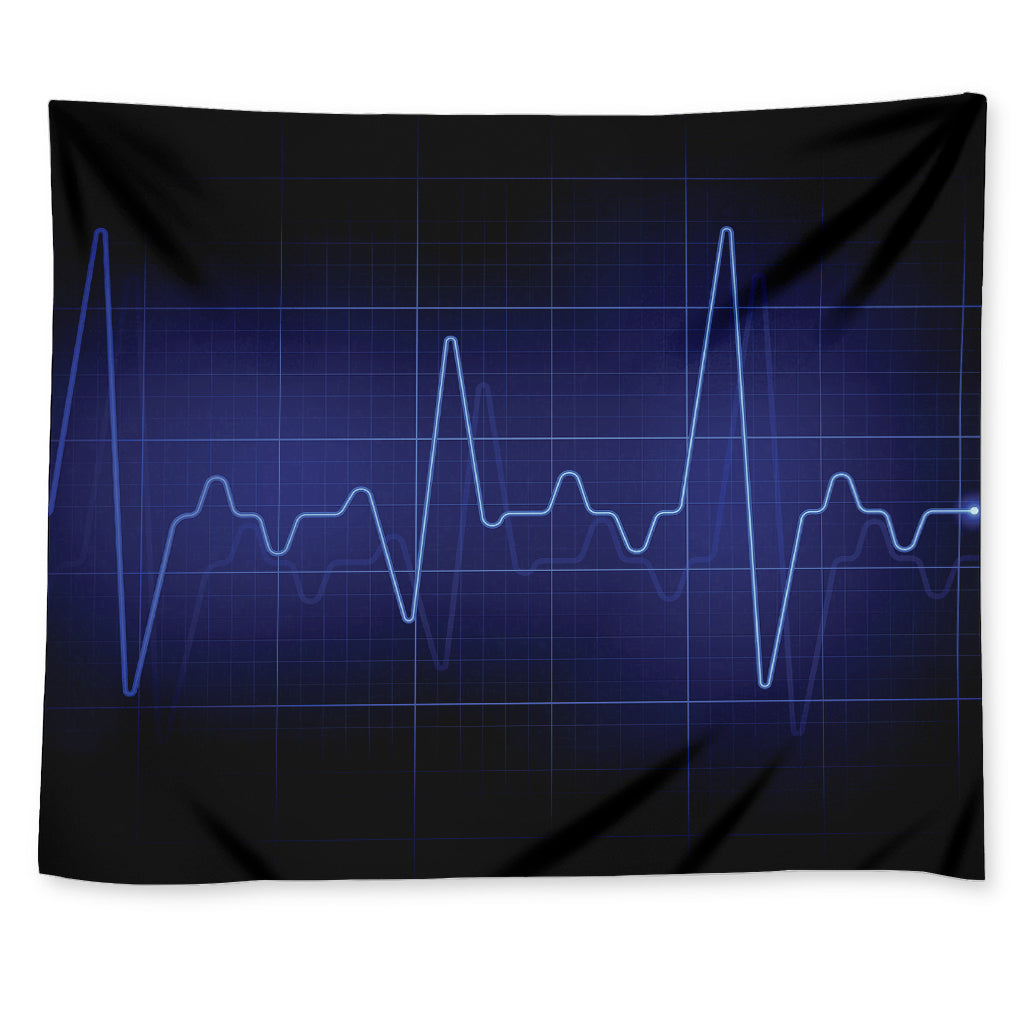 Blue Heartbeat Print Tapestry