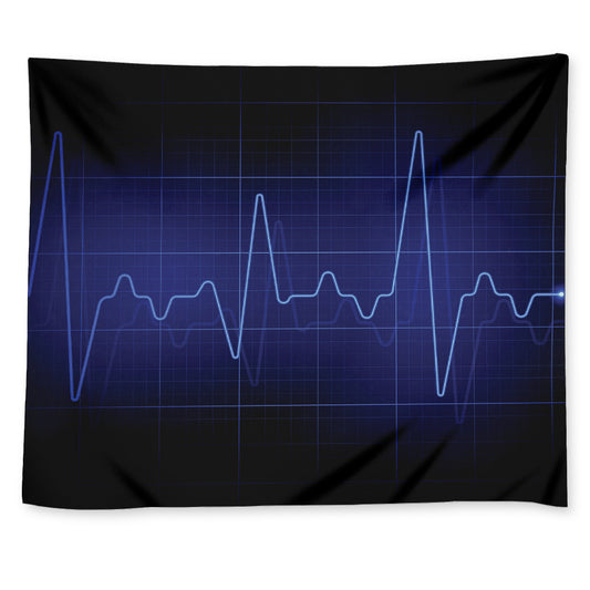 Blue Heartbeat Print Tapestry