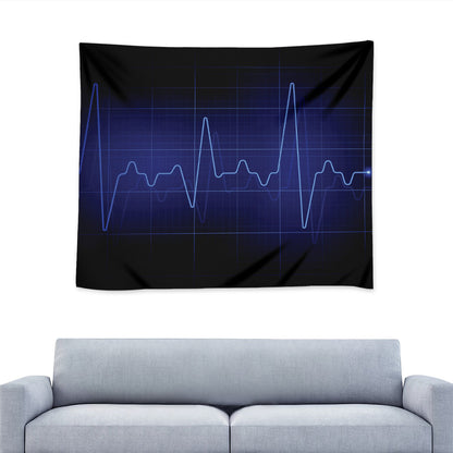 Blue Heartbeat Print Tapestry