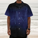 Blue Heartbeat Print Textured Short Sleeve Shirt