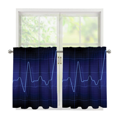 Blue Heartbeat Print Tier Curtains