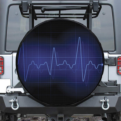 Blue Heartbeat Print Tire Cover