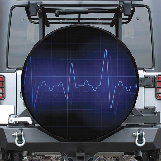 Blue Heartbeat Print Tire Cover