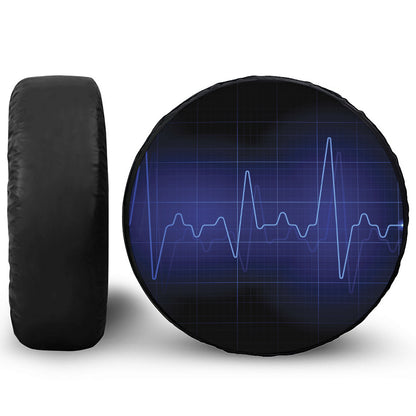Blue Heartbeat Print Tire Cover