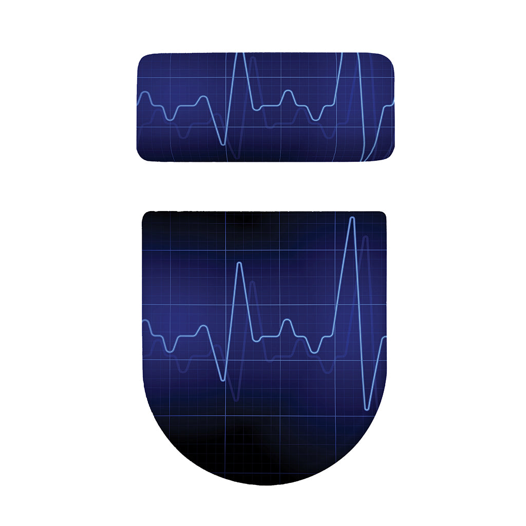 Blue Heartbeat Print Toilet Lid And Tank Cover Set