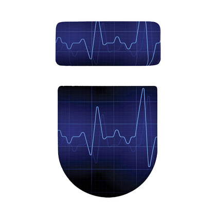 Blue Heartbeat Print Toilet Lid And Tank Cover Set