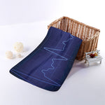 Blue Heartbeat Print Towel