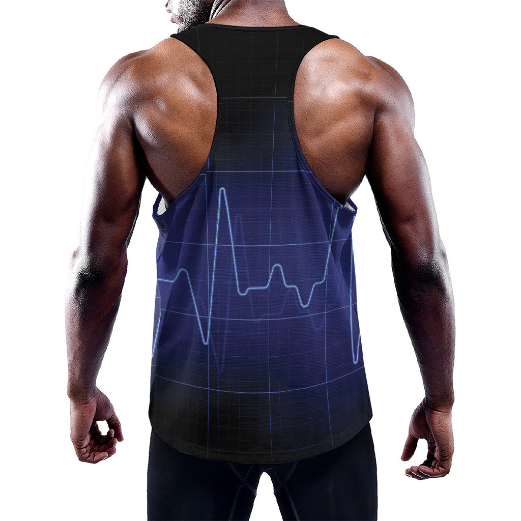 Blue Heartbeat Print Training Tank Top