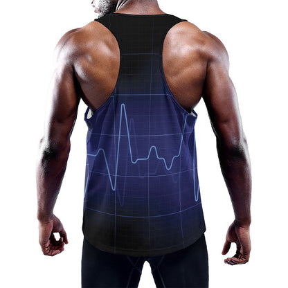 Blue Heartbeat Print Training Tank Top