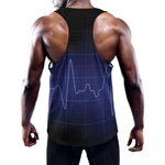 Blue Heartbeat Print Training Tank Top