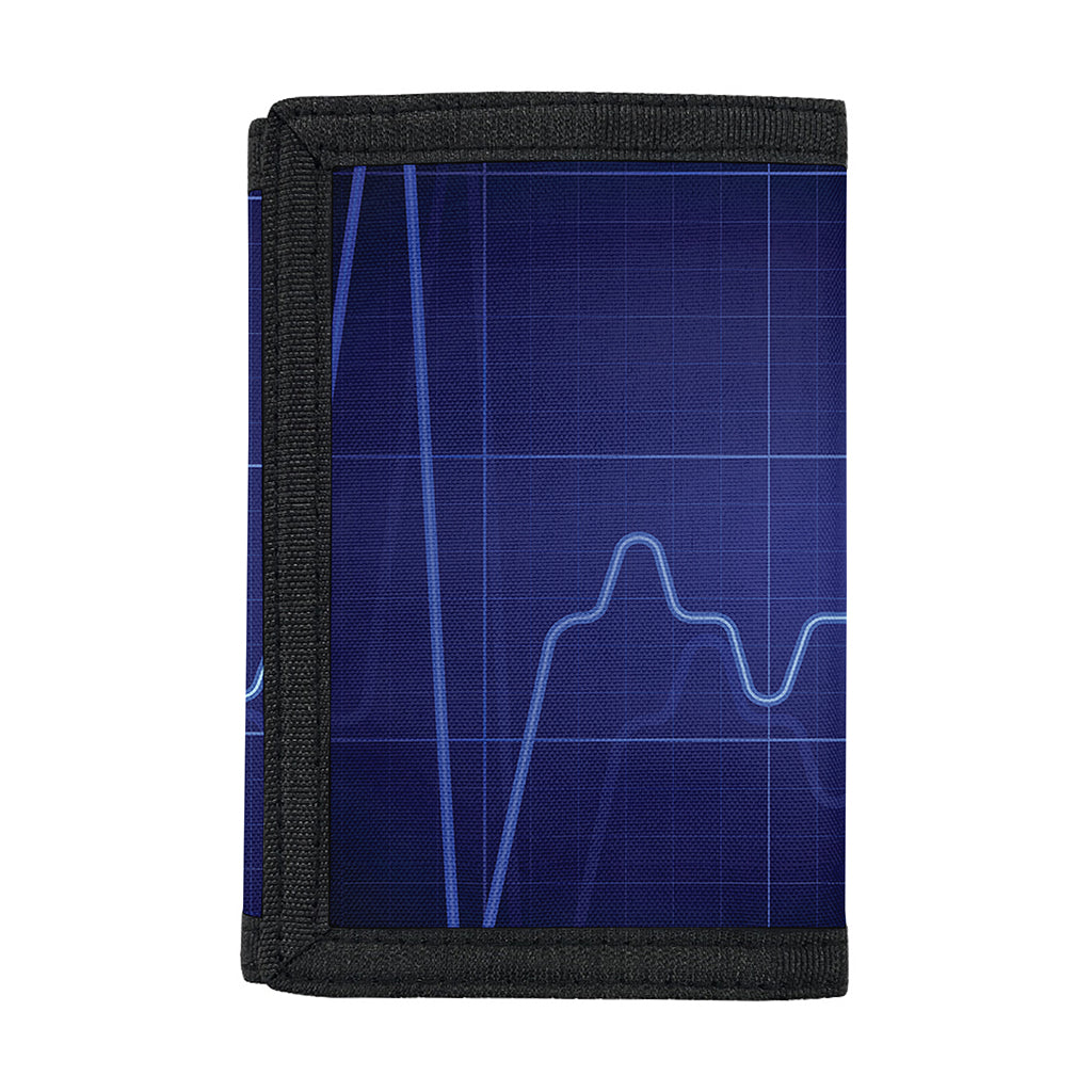 Blue Heartbeat Print Trifold Wallet