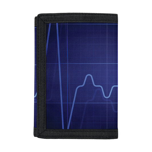 Blue Heartbeat Print Trifold Wallet