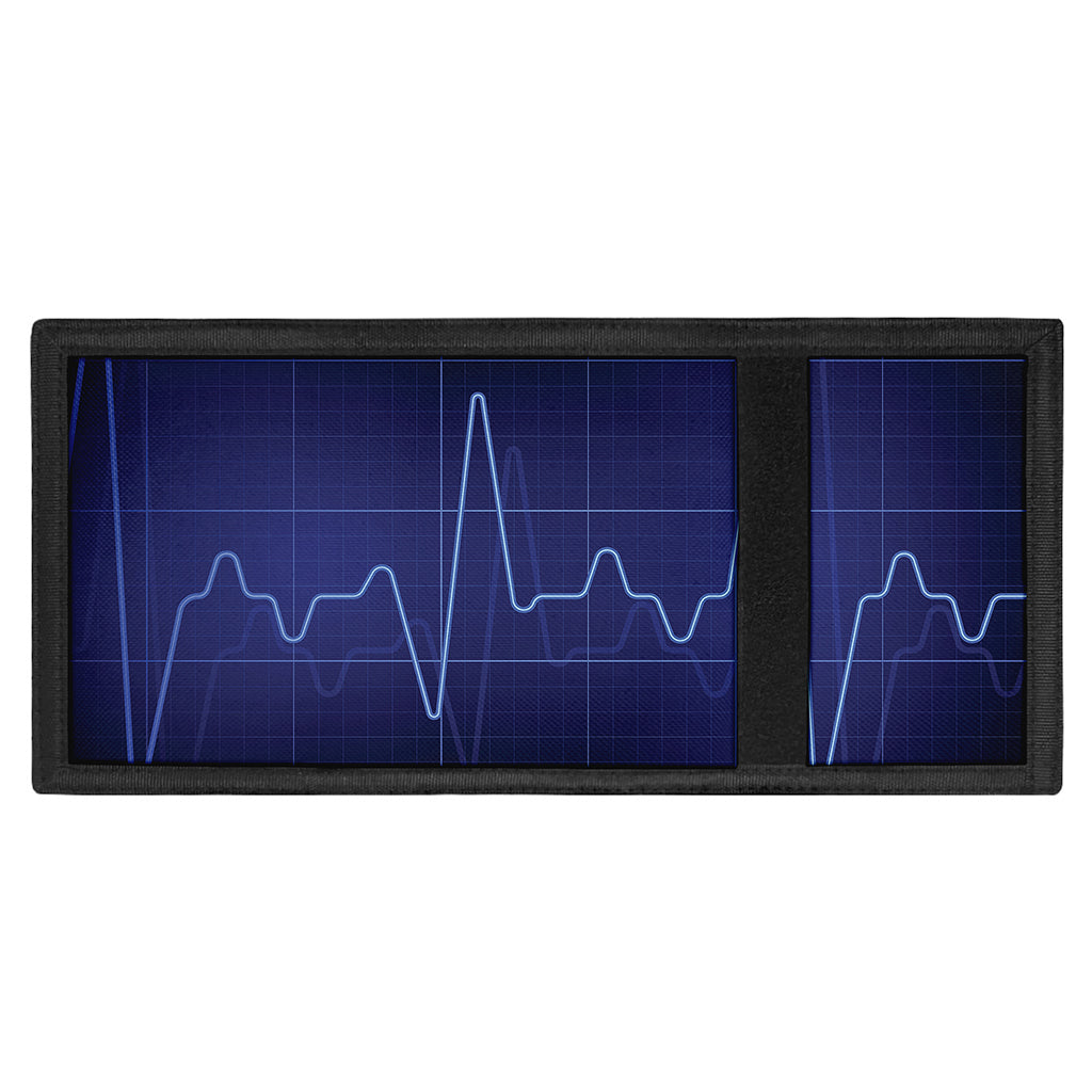Blue Heartbeat Print Trifold Wallet