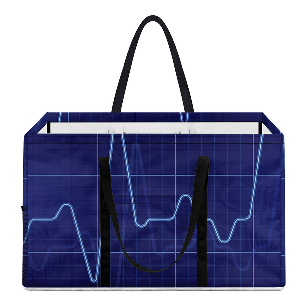 Blue Heartbeat Print Utility Tote Bag