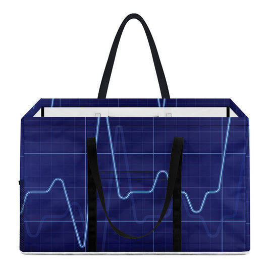 Blue Heartbeat Print Utility Tote Bag