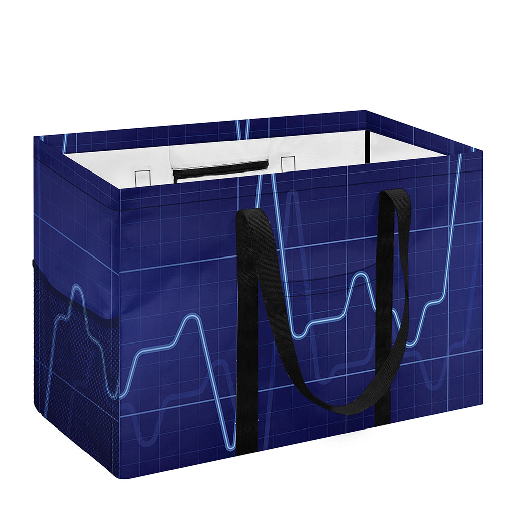 Blue Heartbeat Print Utility Tote Bag