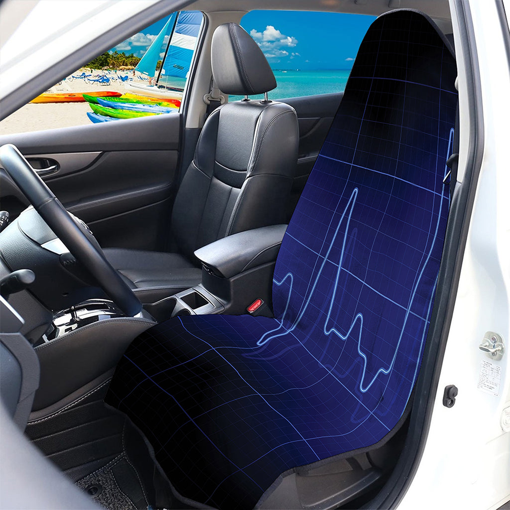Blue Heartbeat Print Waterproof Car Seat Cover
