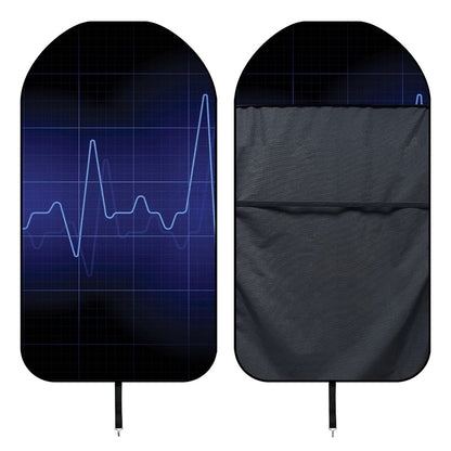 Blue Heartbeat Print Waterproof Car Seat Cover