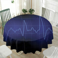 Blue Heartbeat Print Waterproof Round Tablecloth