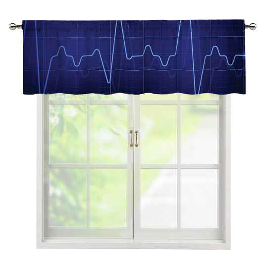 Blue Heartbeat Print Window Valance