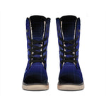 Blue Heartbeat Print Winter Boots