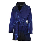 Blue Heartbeat Print Women's Bathrobe