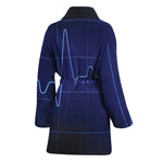 Blue Heartbeat Print Women's Bathrobe