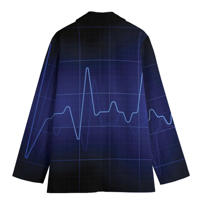 Blue Heartbeat Print Women's Blazer