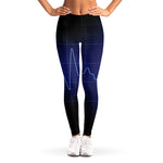 Blue Heartbeat Print Women's Leggings